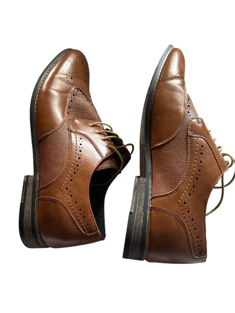 Bruno Marc Brown Leather Oxford Dress Shoes Brogue Size 12 Mens Formal Lace-Up